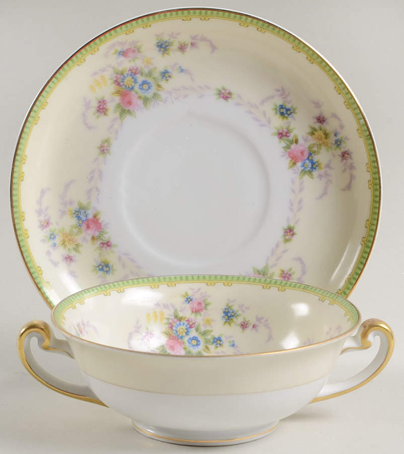 Briarcliffe Footed Cream Soup Bowl & Saucer Set by Meito-1