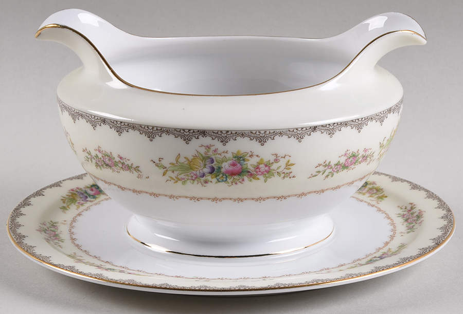 Bristol Round Gravy Boat/Attached Underplate by Meito-1