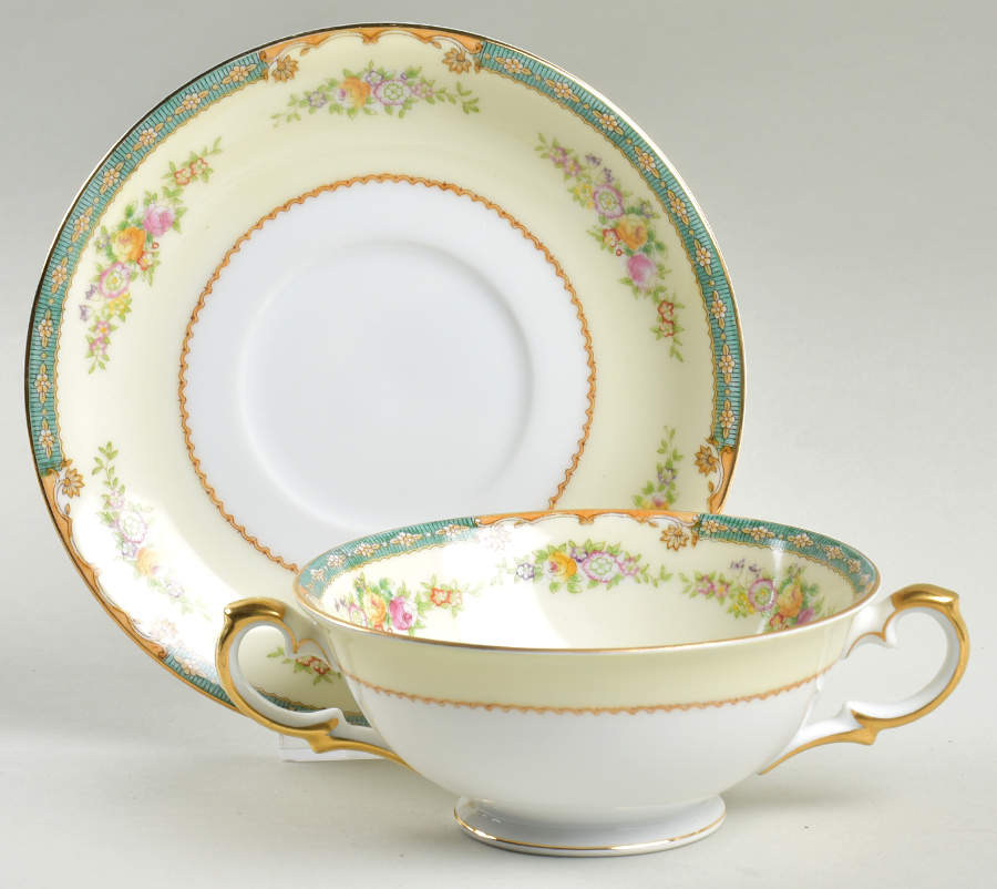 Carolina Footed Cream Soup Bowl & Saucer Set by Meito-1