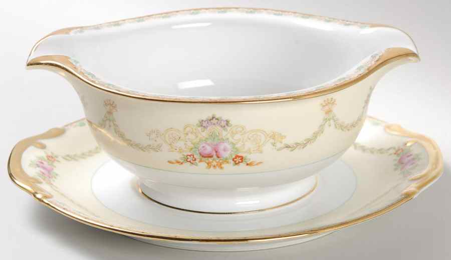Celeste Round Gravy Boat/Attached Underplate by Meito-1