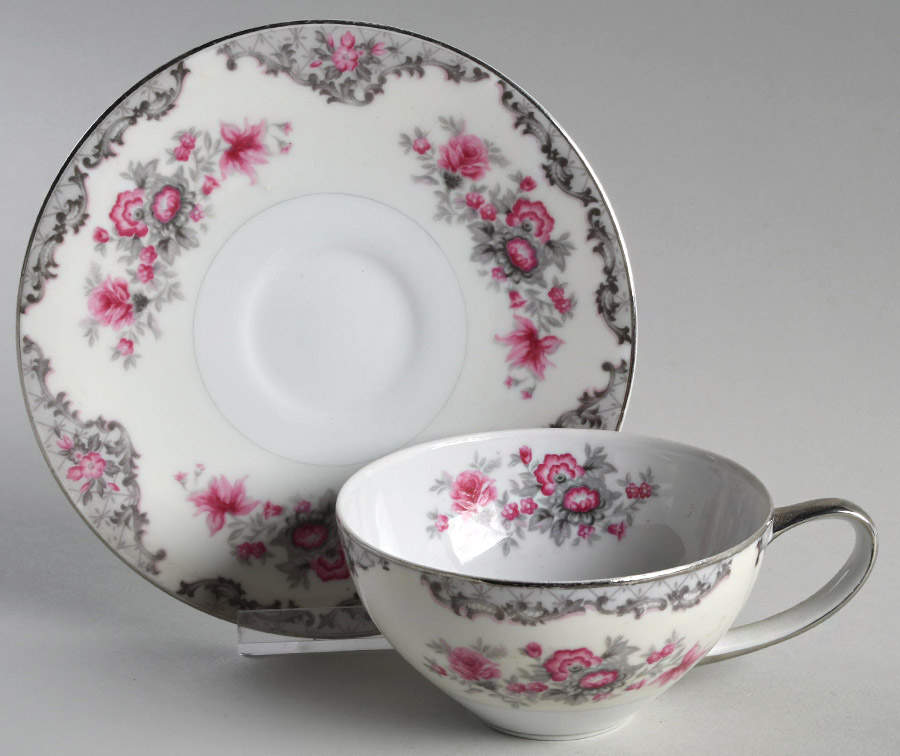 Corsage Flat Cup & Saucer Set by Meito-1