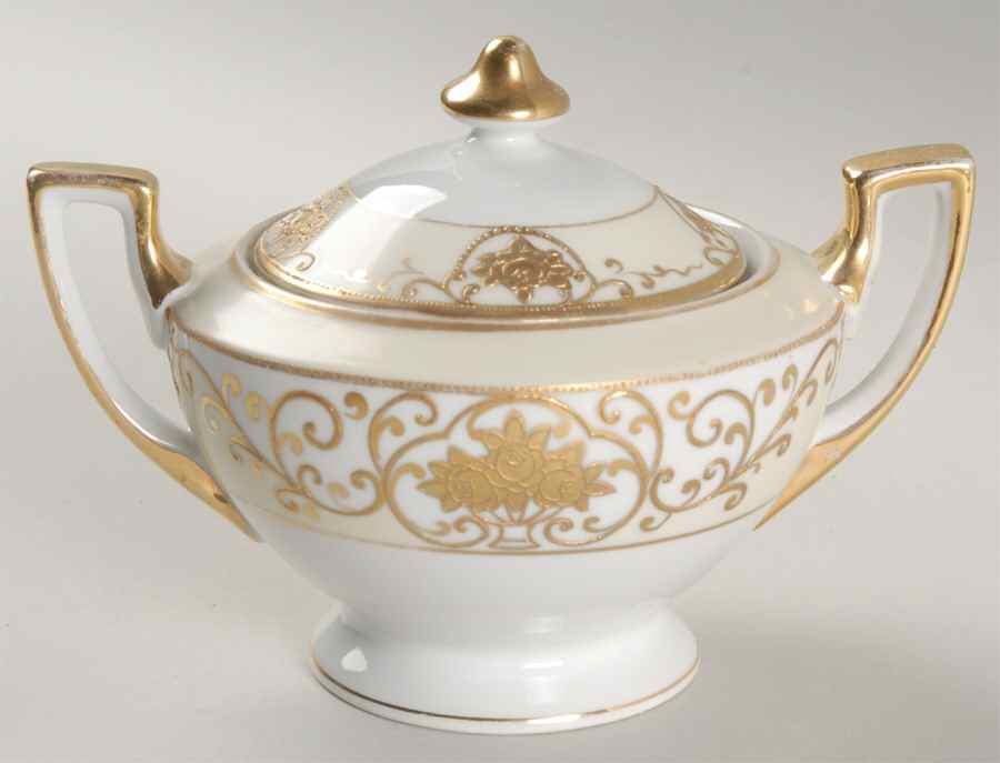 Crescent Sugar Bowl & Lid by Meito-1