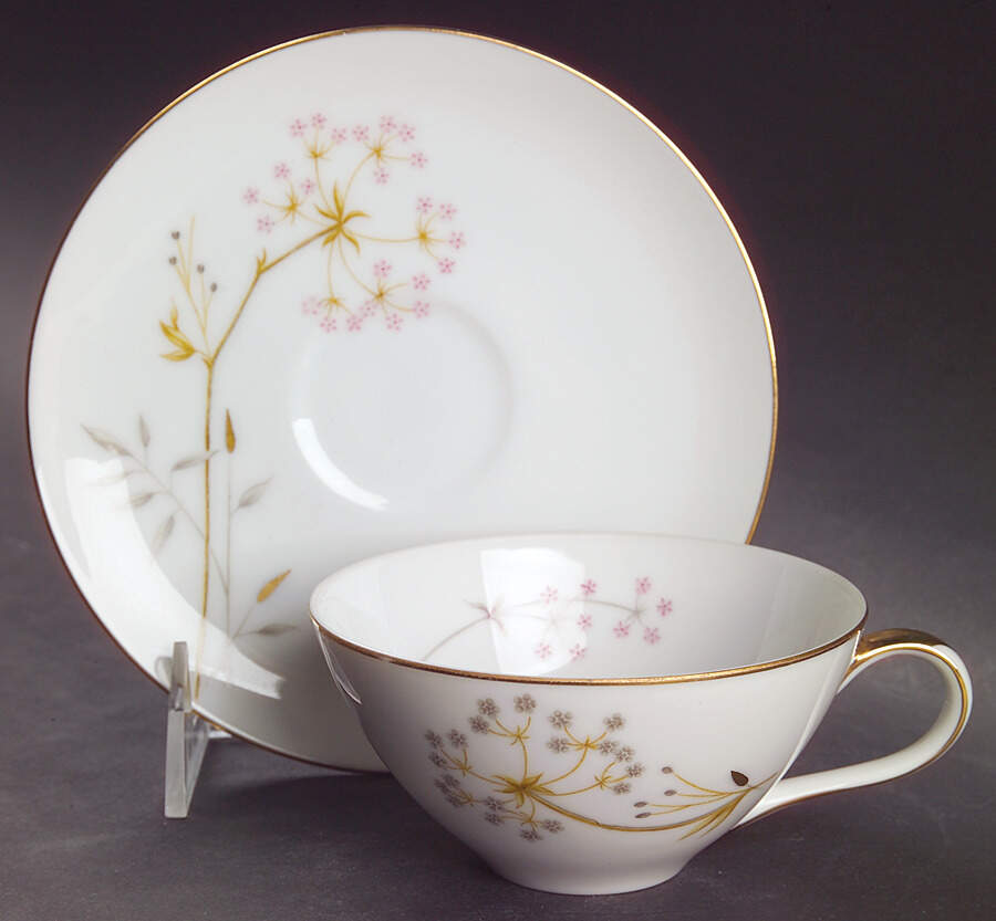 Dawn (Gold) Flat Cup & Saucer Set by Meito-1