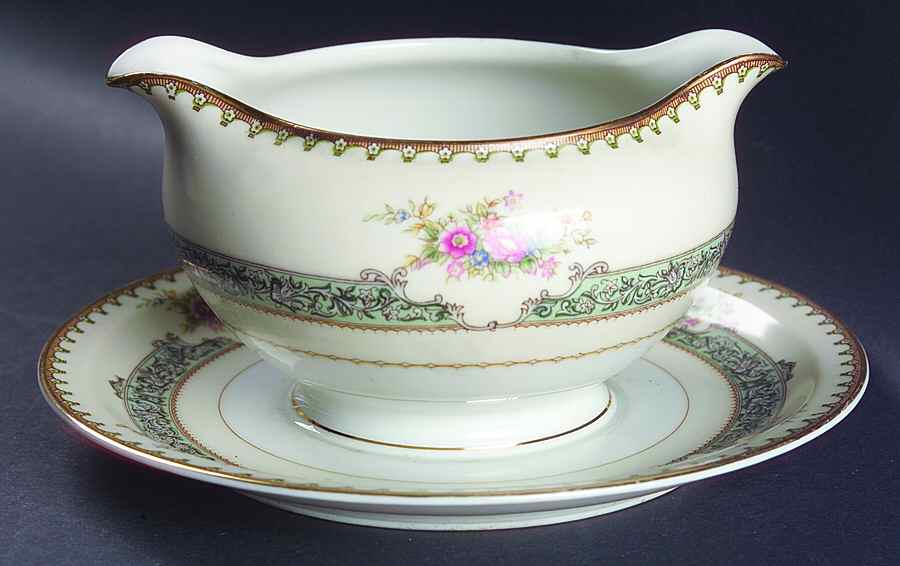Dexter (Empire Shape) Gravy Boat with Attached Underplate by Meito-1