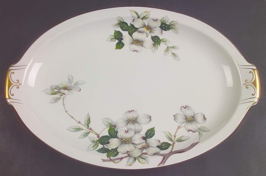 Dogwood 17" Oval Serving Platter by Meito-1