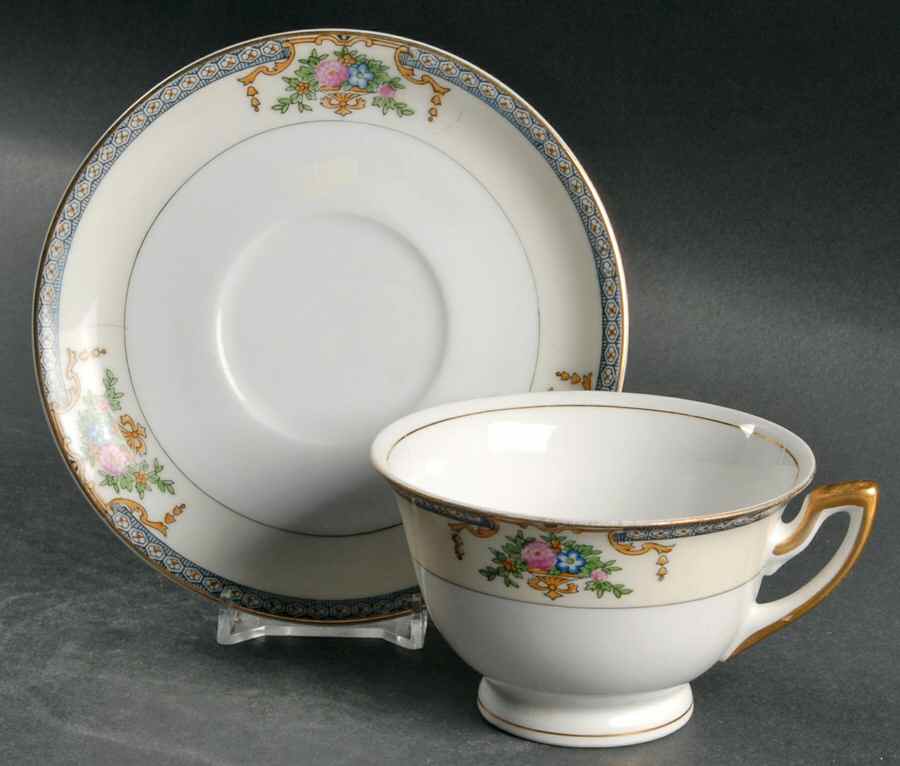 Dolores (Gold Trim) Footed Cup & Saucer Set by Meito-1