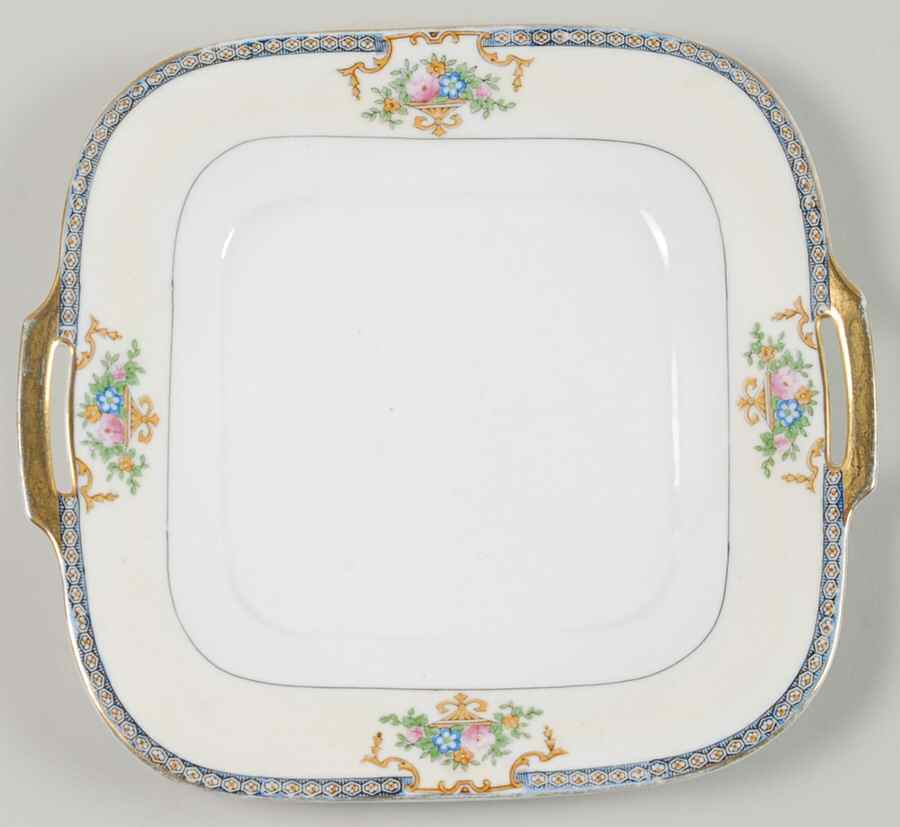 Dolores (Gold Trim) Square Handled Cake Plate by Meito-1