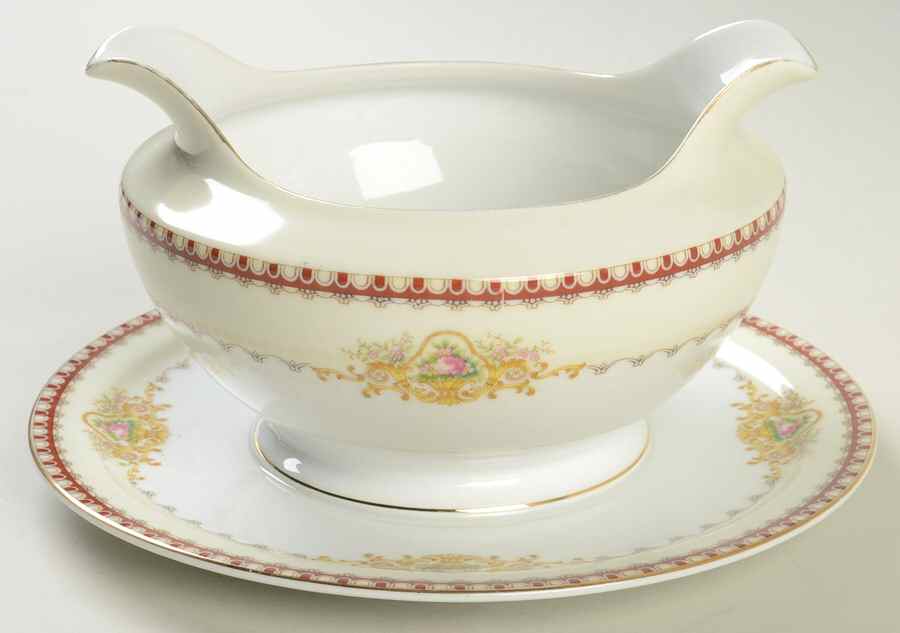 Dover Gravy Boat with Attached Underplate by Meito-1