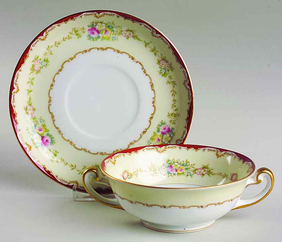 Dubarry Footed Cream Soup Bowl & Saucer Set by Meito-1