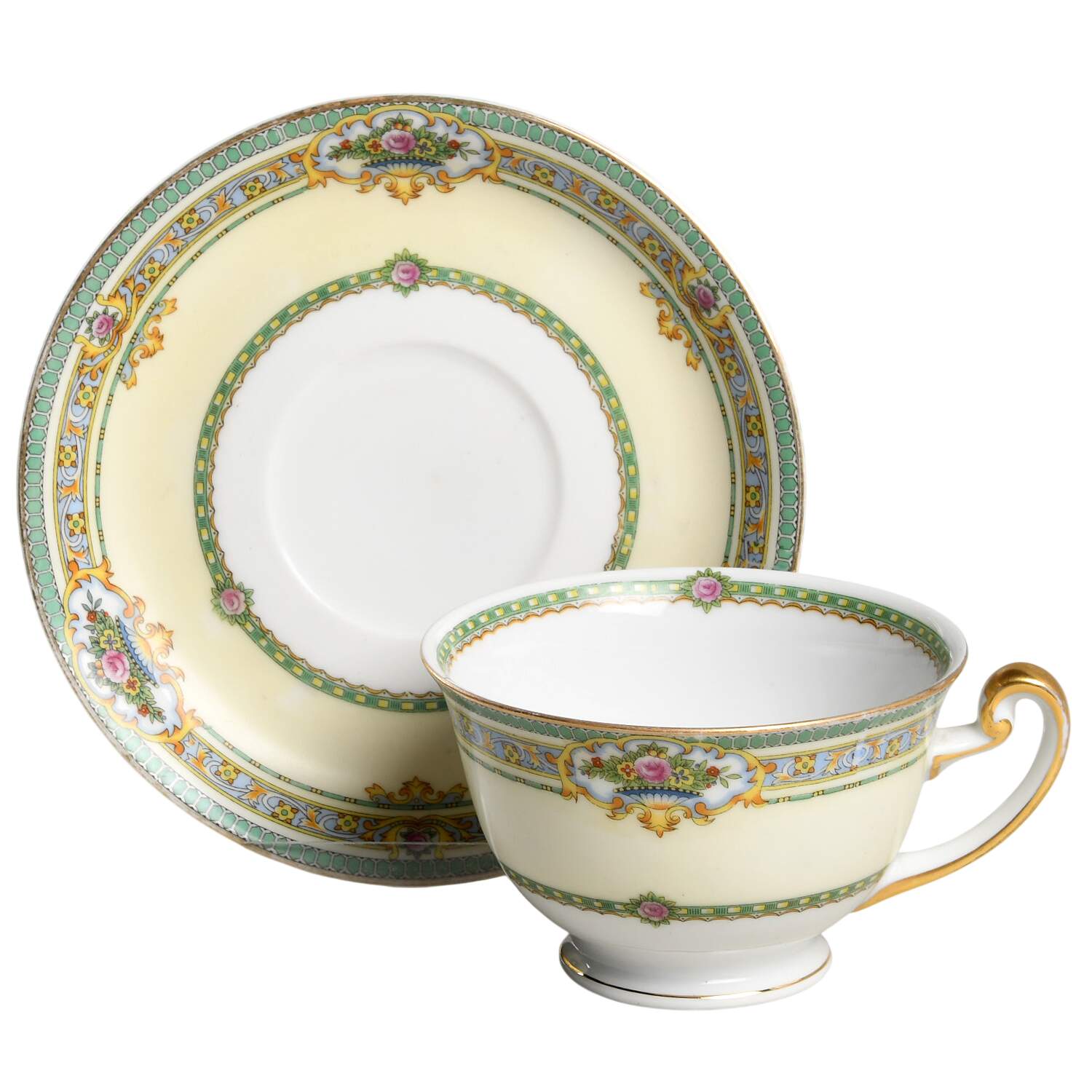 Dublin (Floral Urns) Footed Cup & Saucer Set by Meito-1