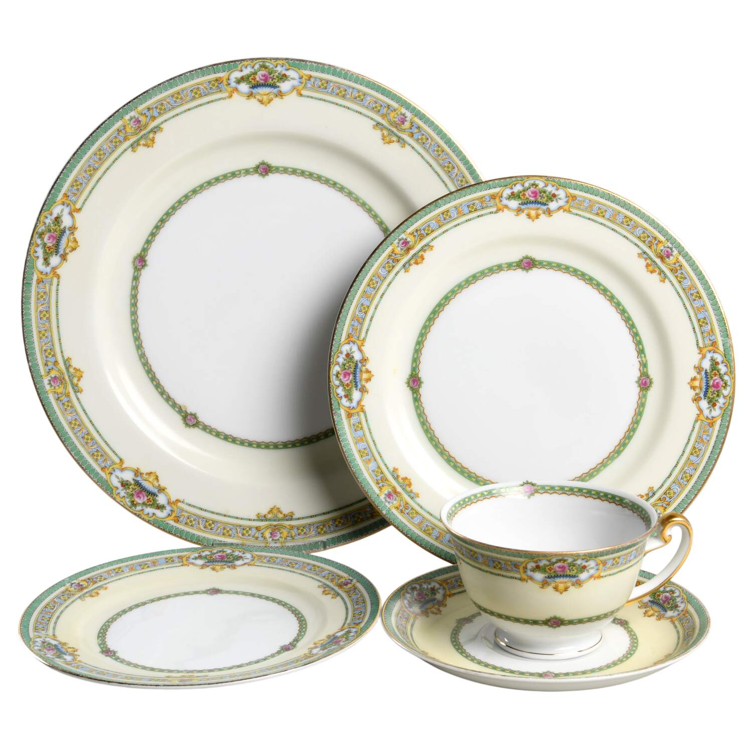 Dublin (Floral Urns) 5 Piece Place Setting by Meito-1