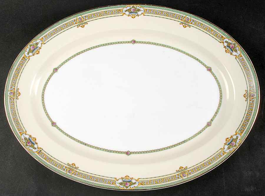 Dublin (Floral Urns) 16" Oval Serving Platter by Meito-1