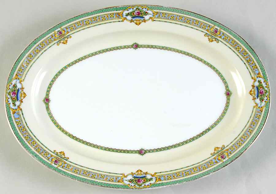Dublin (Floral Urns) 11" Oval Serving Platter by Meito-1
