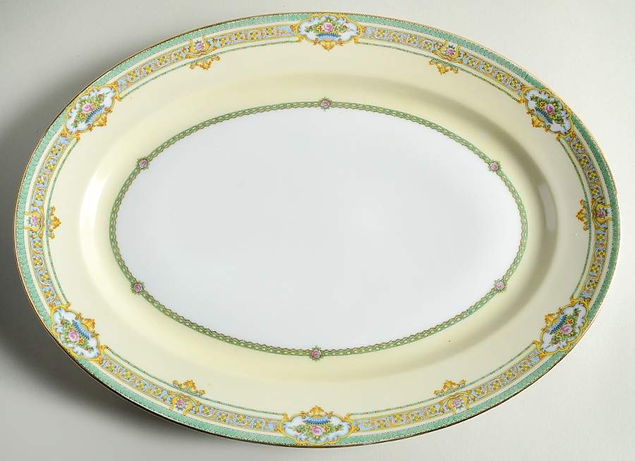 Dublin (Floral Urns) 13" Oval Serving Platter by Meito-1