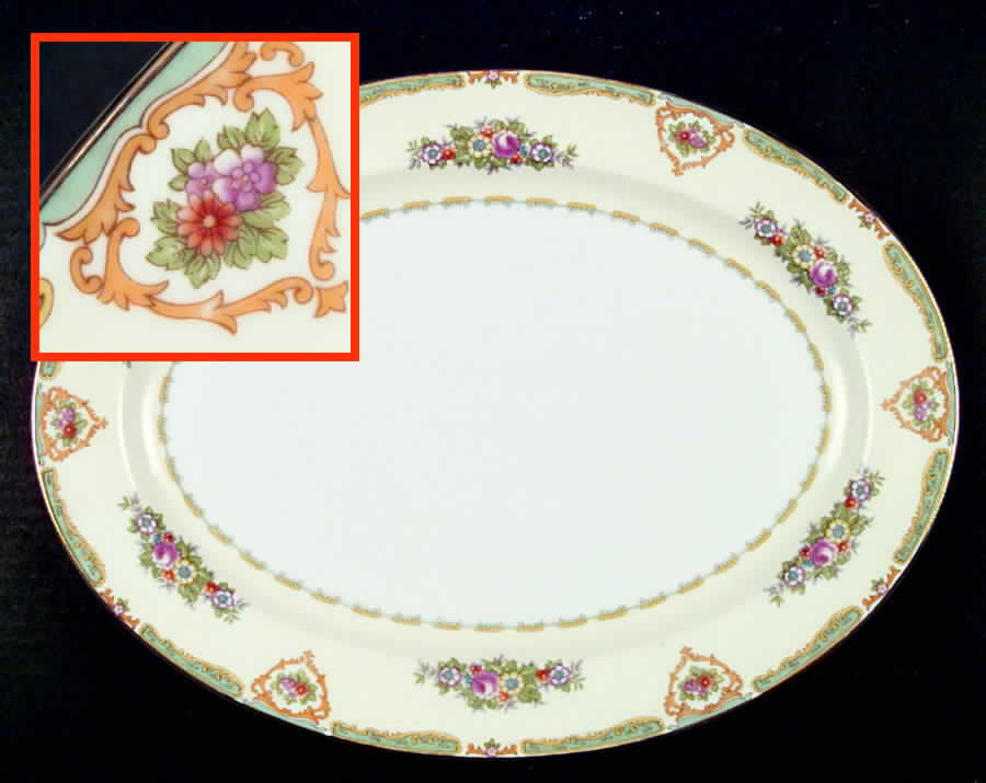 Dublin (Floral Sprays) 13" Oval Serving Platter by Meito-1
