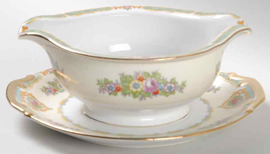 Dublin (Floral Sprays) Gravy Boat with Attached Underplate by Meito-1