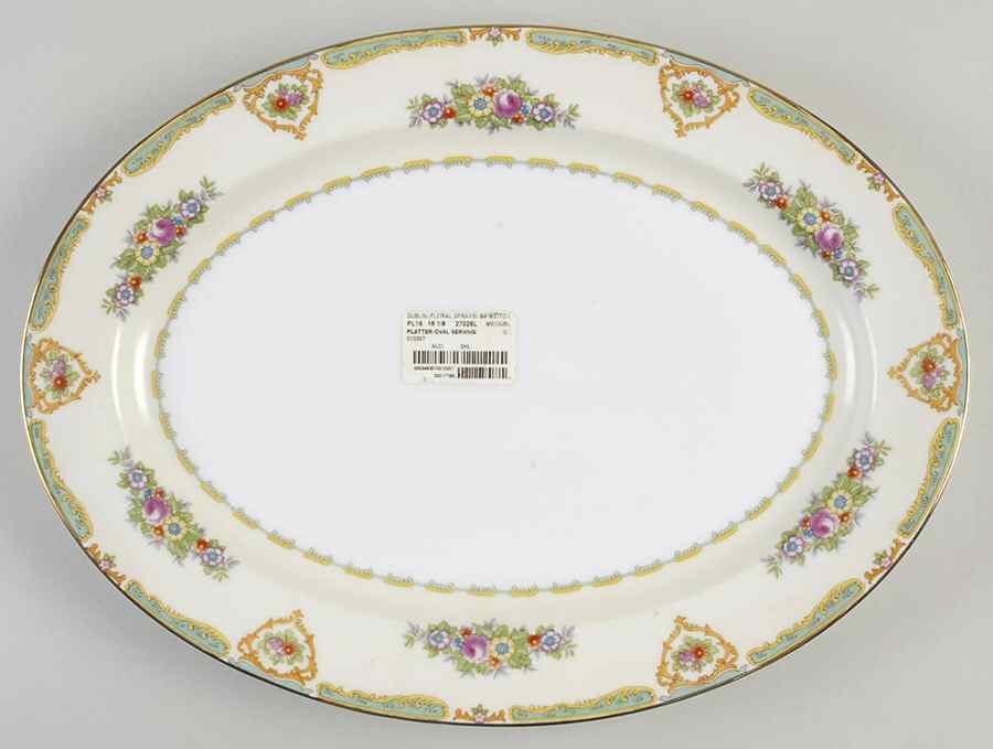 Dublin (Floral Sprays) 16" Oval Serving Platter by Meito-1
