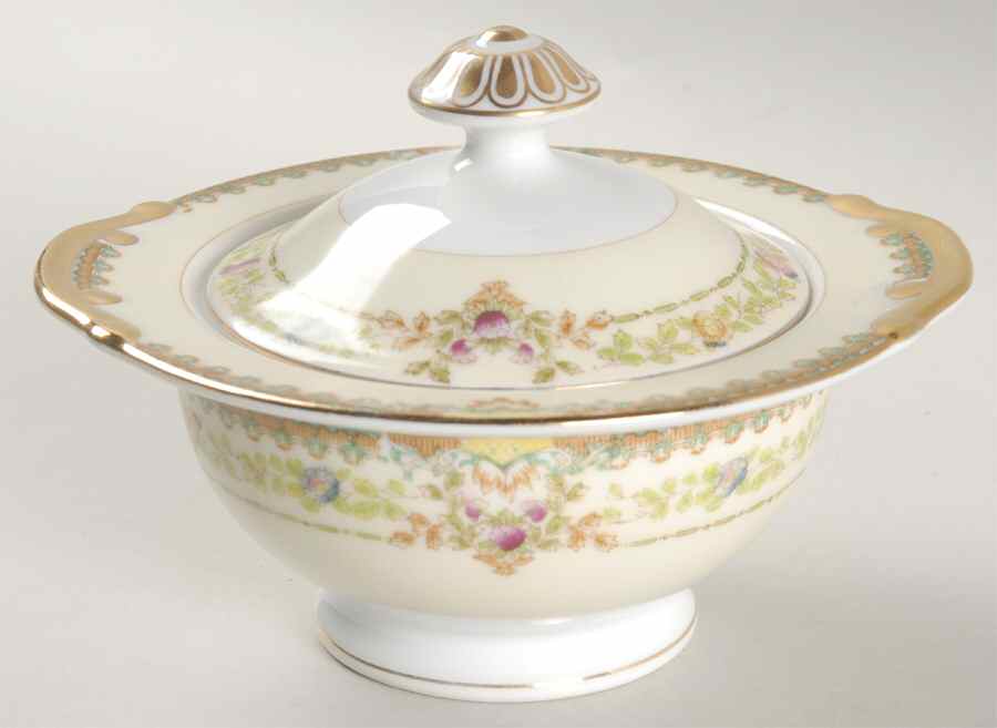 Fantasy (Multicolor Flowers) Sugar Bowl & Lid by Meito-1