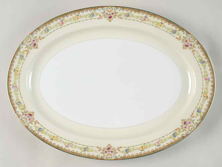Fantasy (Multicolor Flowers) 16" Oval Serving Platter by Meito-1