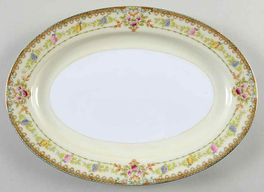 Fantasy (Multicolor Flowers) 12" Oval Serving Platter by Meito-1