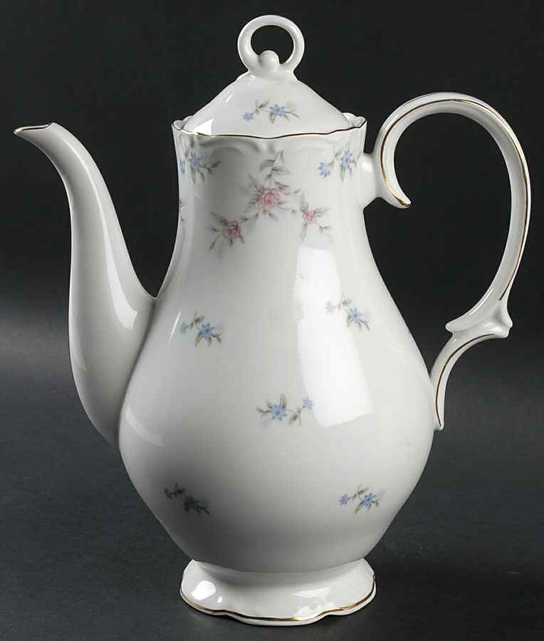 Fleurette  (Rim, Gold Trim) Coffee Pot & Lid by Meito-1