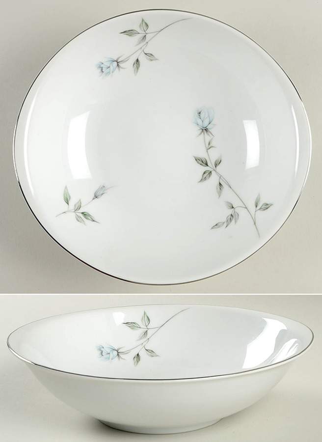 Fleurette (Coupe, Platinum Trim) 9" Round Vegetable Bowl by Meito-1