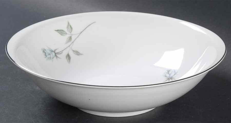 Fleurette (Coupe, Platinum Trim) 9" Round Vegetable Bowl by Meito-1