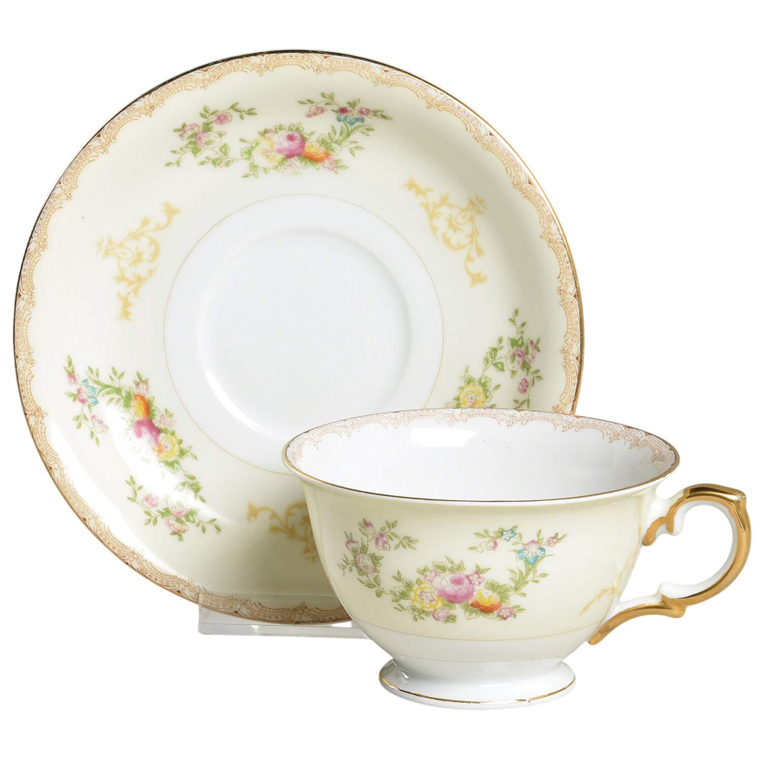 Flora Footed Cup & Saucer Set by Meito-1