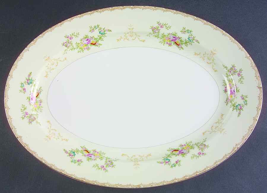 Flora 14" Oval Serving Platter by Meito-1