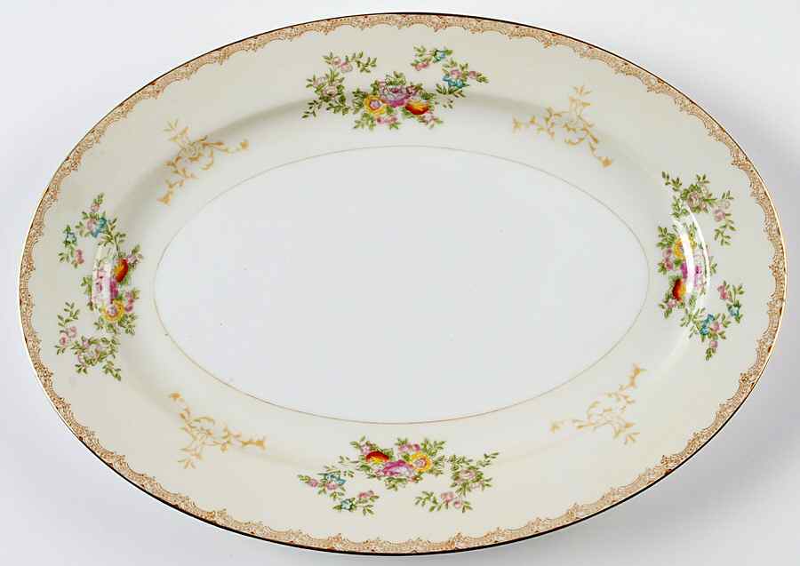 Flora 12" Oval Serving Platter by Meito-1