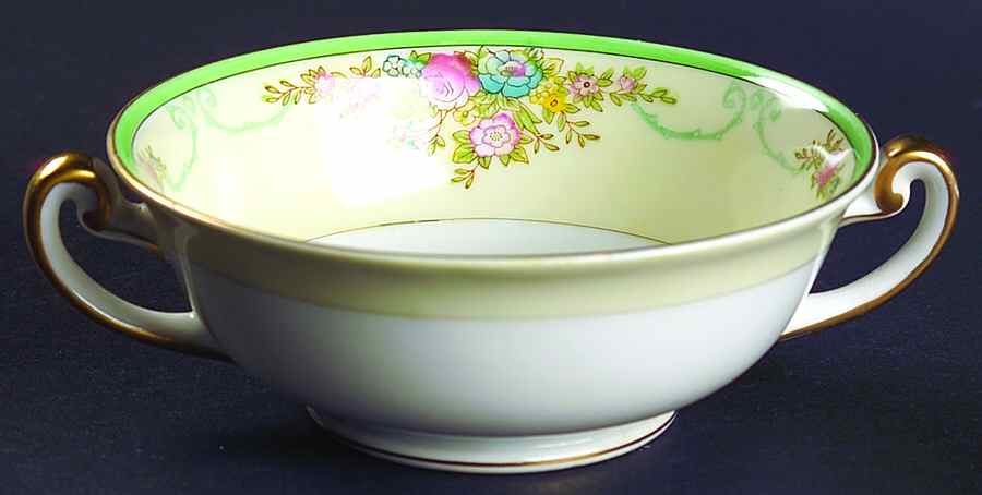 Formal Garden Footed Cream Soup Bowl by Meito-1