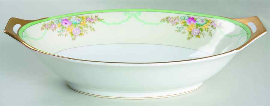Formal Garden 11" Oval Vegetable Bowl by Meito-1