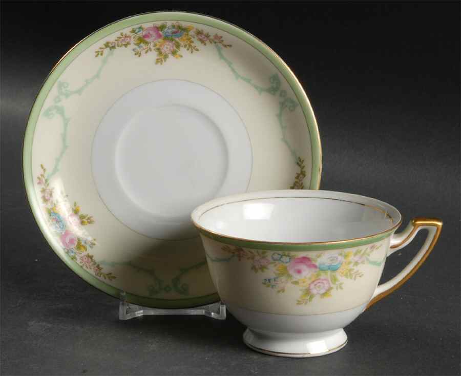 Formal Garden Footed Cup & Saucer Set by Meito-1
