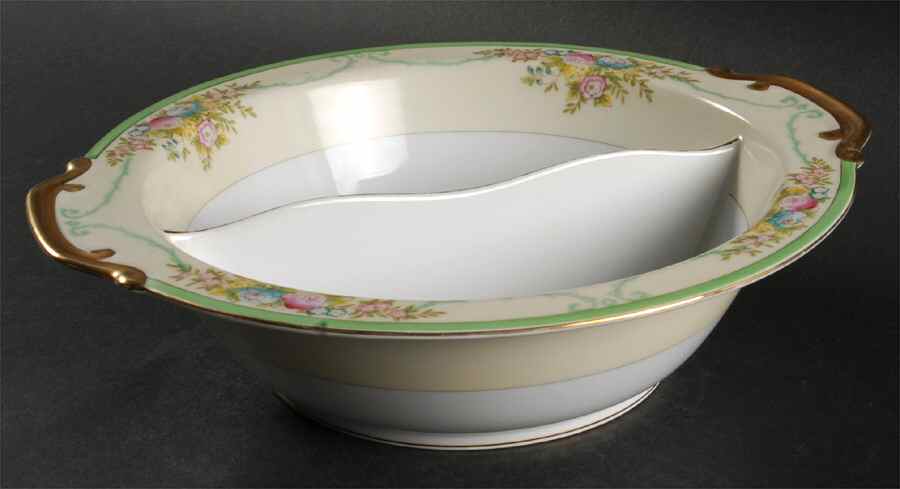 Formal Garden Round Divided Vegetable Bowl by Meito-1