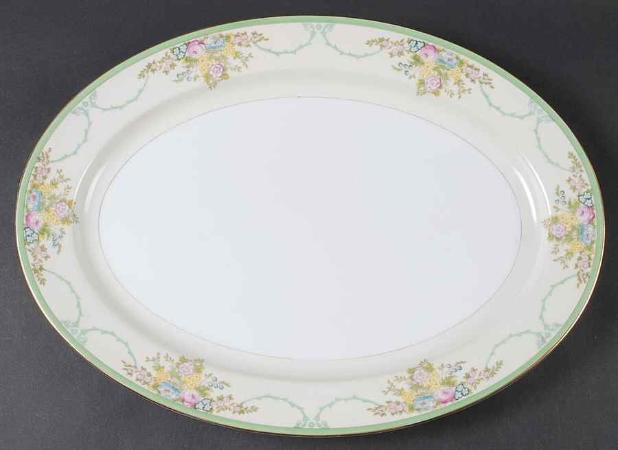 Formal Garden 16" Oval Serving Platter by Meito-1