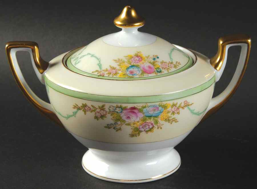 Formal Garden Sugar Bowl & Lid by Meito-1