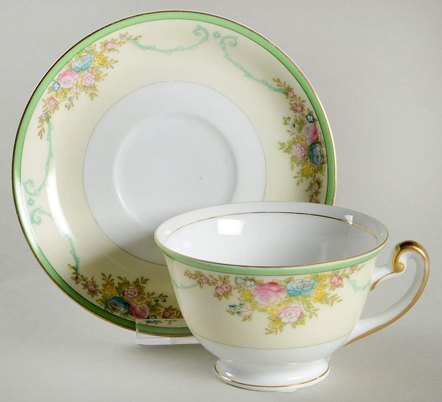 Formal Garden Footed Cup & Saucer Set by Meito-1