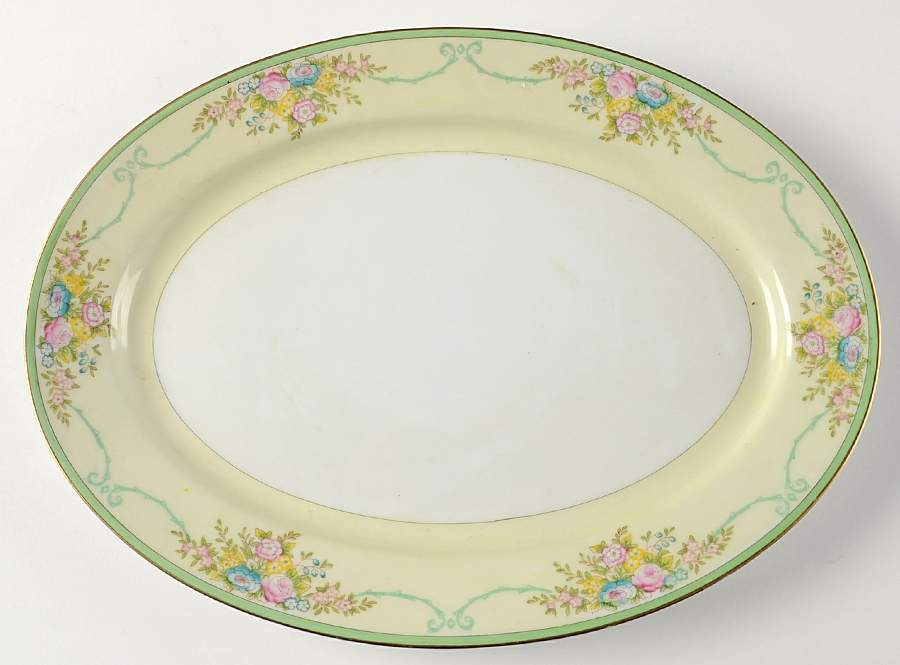 Formal Garden 14" Oval Serving Platter by Meito-1
