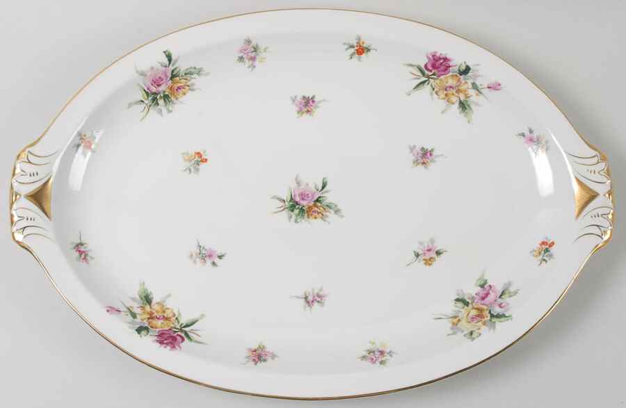 Garden Rose 17" Oval Serving Platter by Meito-1