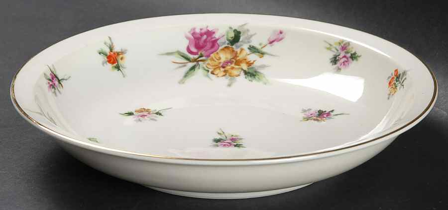 Garden Rose Rim Soup Bowl by Meito-1