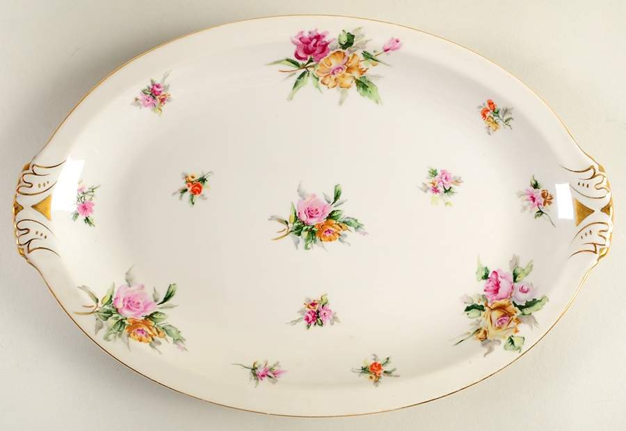 Garden Rose 13" Oval Serving Platter by Meito-1