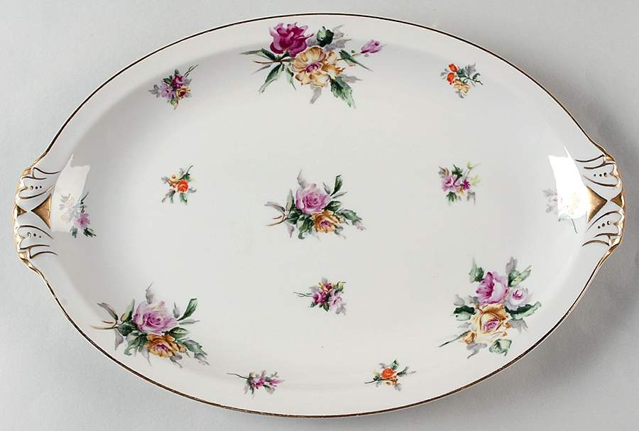 Garden Rose 12" Oval Serving Platter by Meito-1