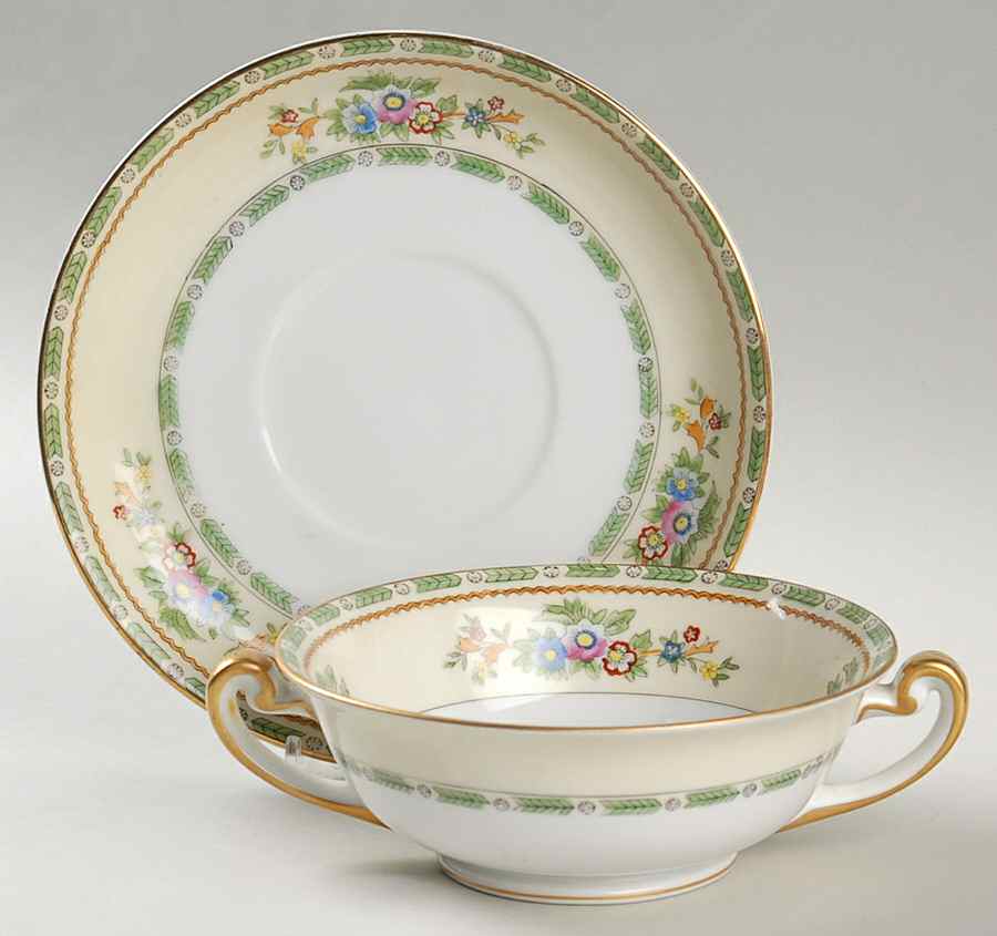 Grafton Footed Cream Soup Bowl & Saucer Set by Meito-1