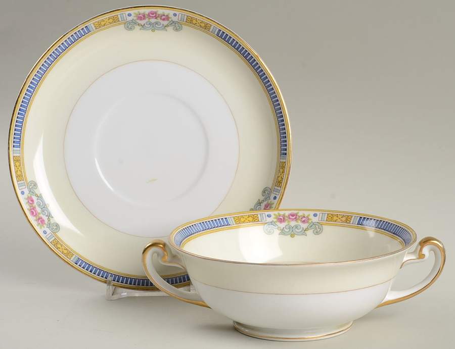 The Hampton Footed Cream Soup Bowl & Saucer Set by Meito-1