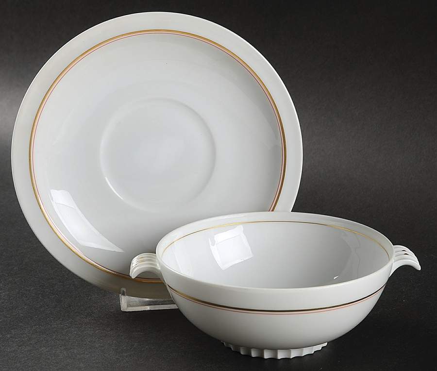 Hanover Footed Cream Soup Bowl & Saucer Set by Meito-1