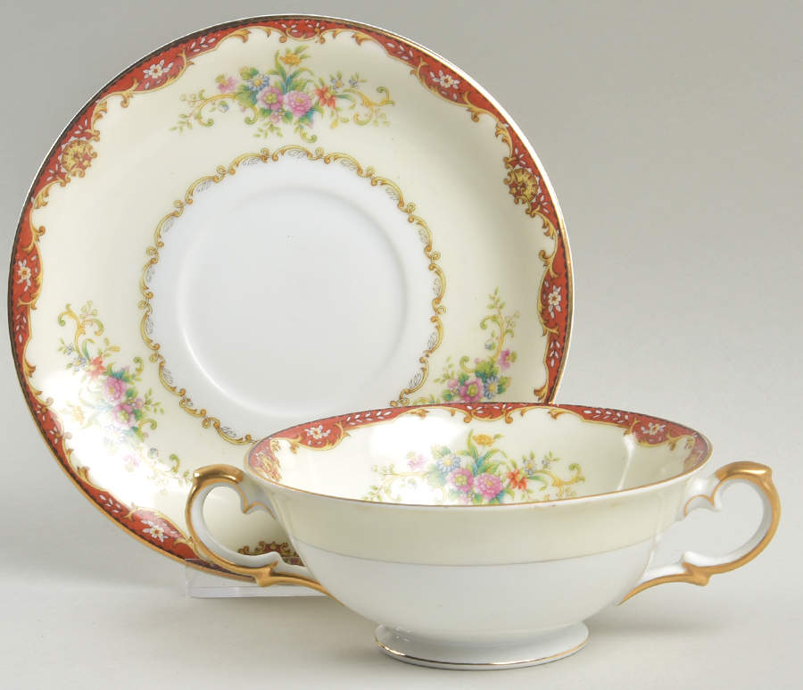 Hanover Footed Cream Soup Bowl & Saucer Set by Meito-1