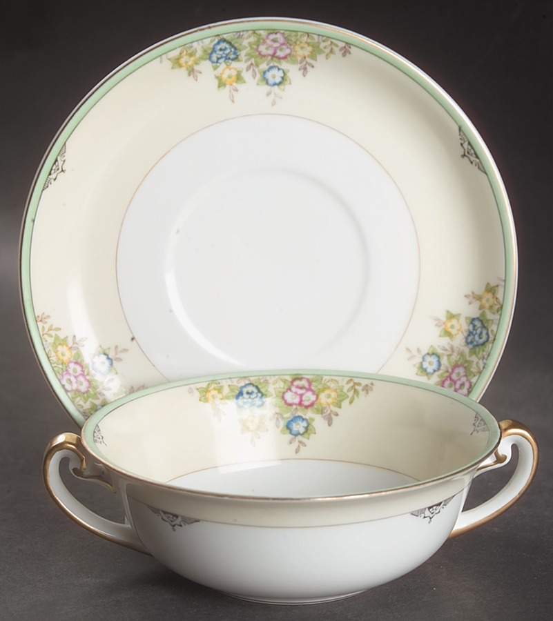 Isabella Flat Cream Soup Bowl & Saucer Set by Meito-1