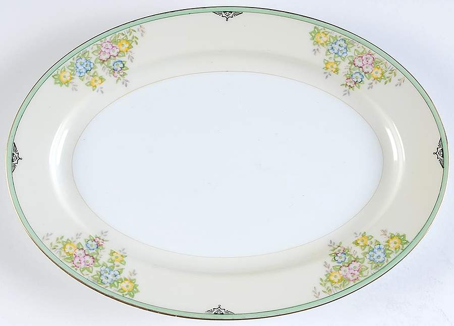 Isabella 14" Oval Serving Platter by Meito-1