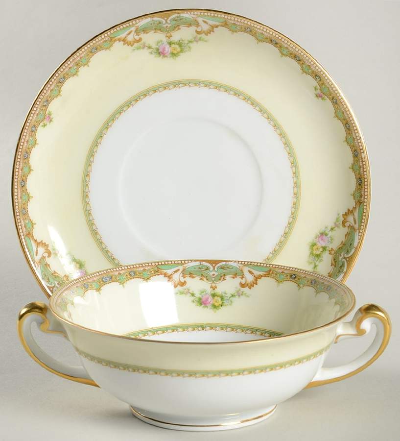 Jean Footed Cream Soup Bowl & Saucer Set by Meito-1