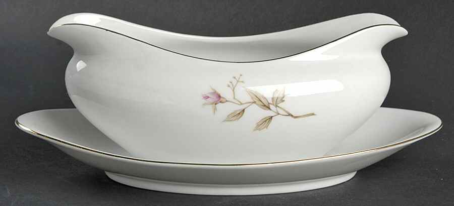 June Rose Gravy Boat with Attached Underplate by Meito-1
